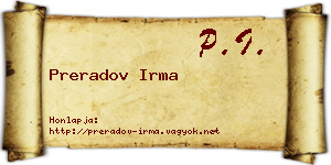 Preradov Irma névjegykártya